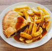 Lunch Pie, Chips and Veg